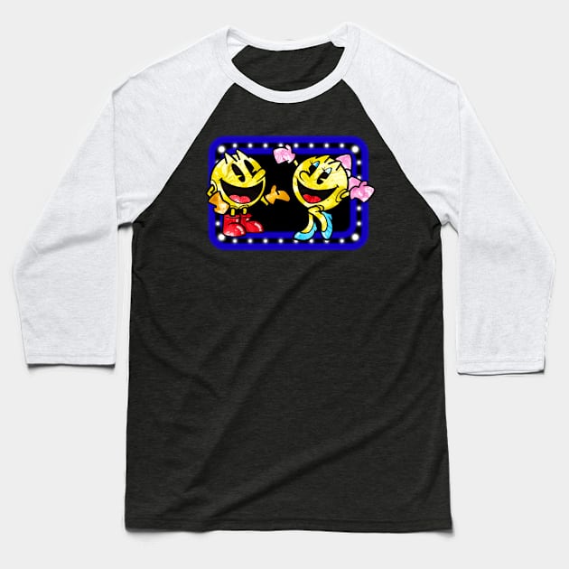 Mr. and Ms. Pac Man, Movie Stars Baseball T-Shirt by Leroy Binks